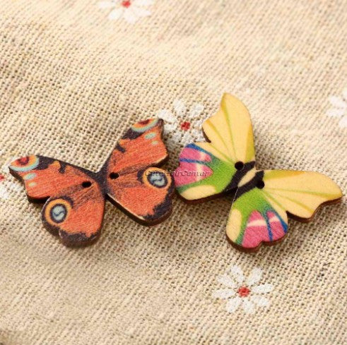 Colorful Butterfly Wooden Scrapbooking Buttons