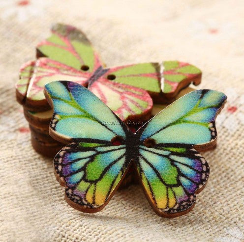 Colorful Butterfly Wooden Scrapbooking Buttons